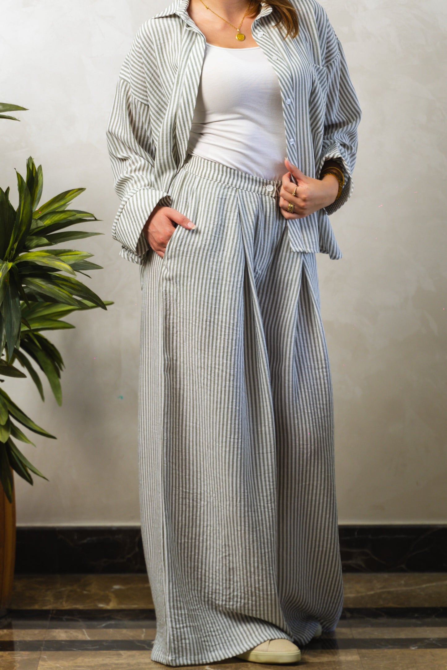 Olive Stripe Pants